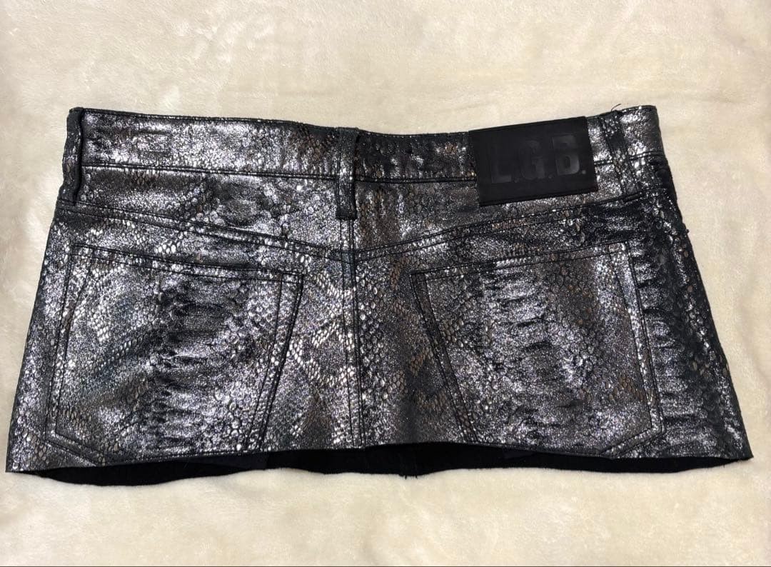 LGB Python Print Leather Micro Mini Skirt Size 27 - image 4