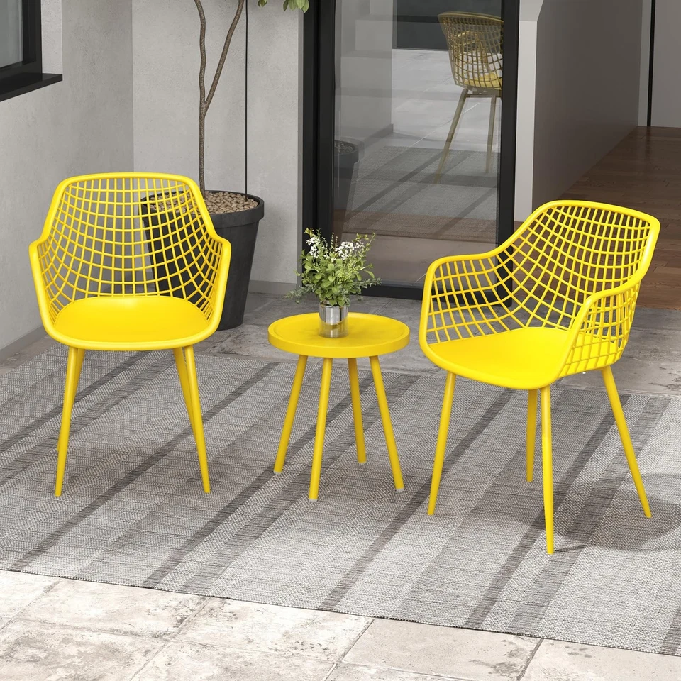 Juego de muebles de patio de 3 piezas, juego de 2 mesas y sillas de bistró de exterior, PP mar... Foto 2 de 4