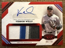 2025 Topps Tier One - Autographed Jumbo Relic Vernon Wells #AJR-VW /10 (AU, MEM)