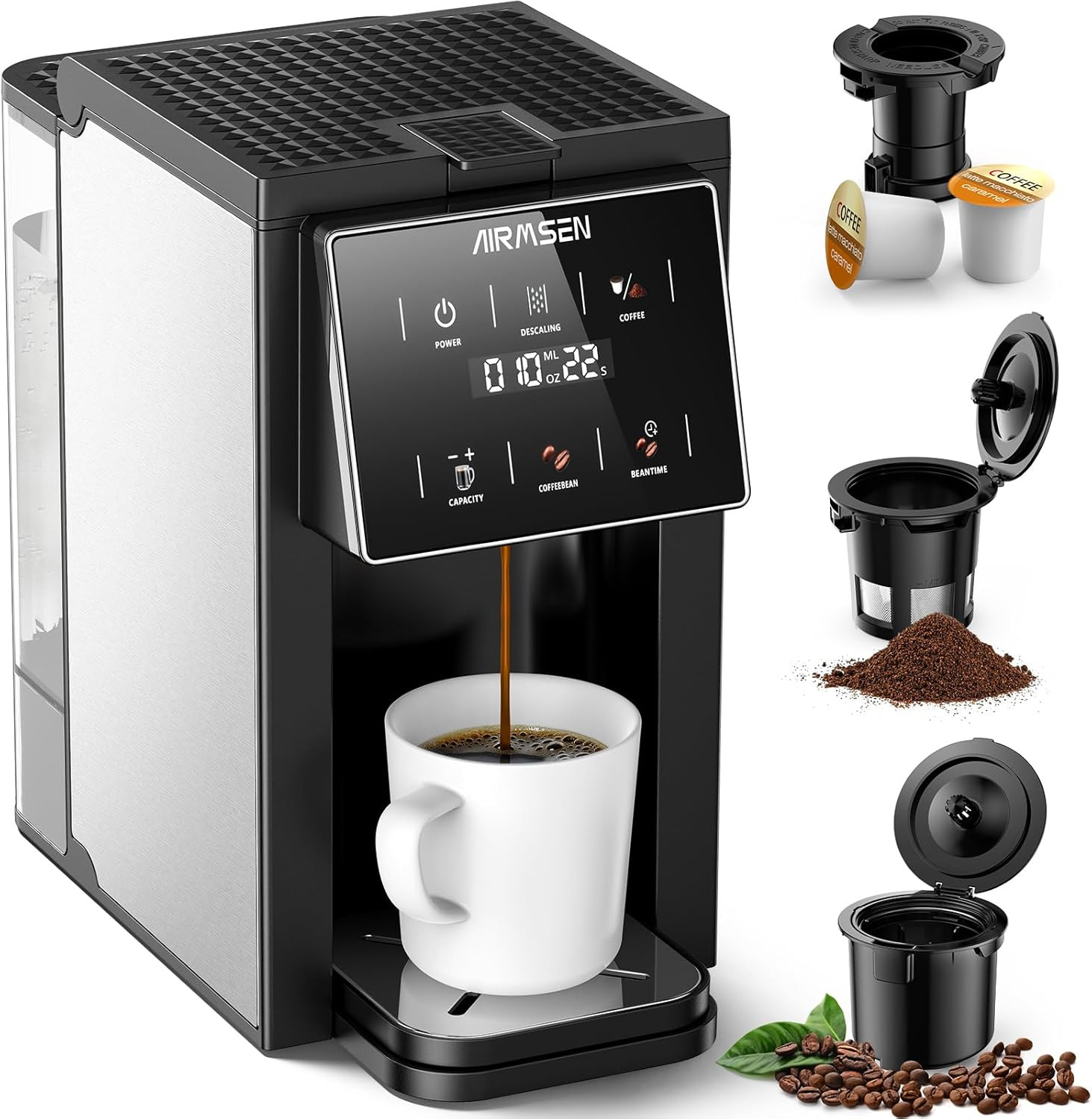 - Single Serve, K-cup Compatible, Touchscreen