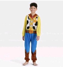 NWT Disney Pixar Toy Story Woody Pajama Union Suit Sleeper Hooded Child M 8/10