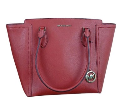 MICHAEL KORS AYDEN Luggage Red Leather Large Tote Shoulder Bag Handbag Purse 