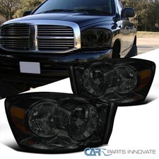 Fits 2006-2008 Dodge Ram 1500 2500 3500 Smoke Headlights Head Lamps Replacement