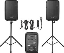 Portable PA System with Microphone, 300W Powered, Sound System with 8 Channel Mi