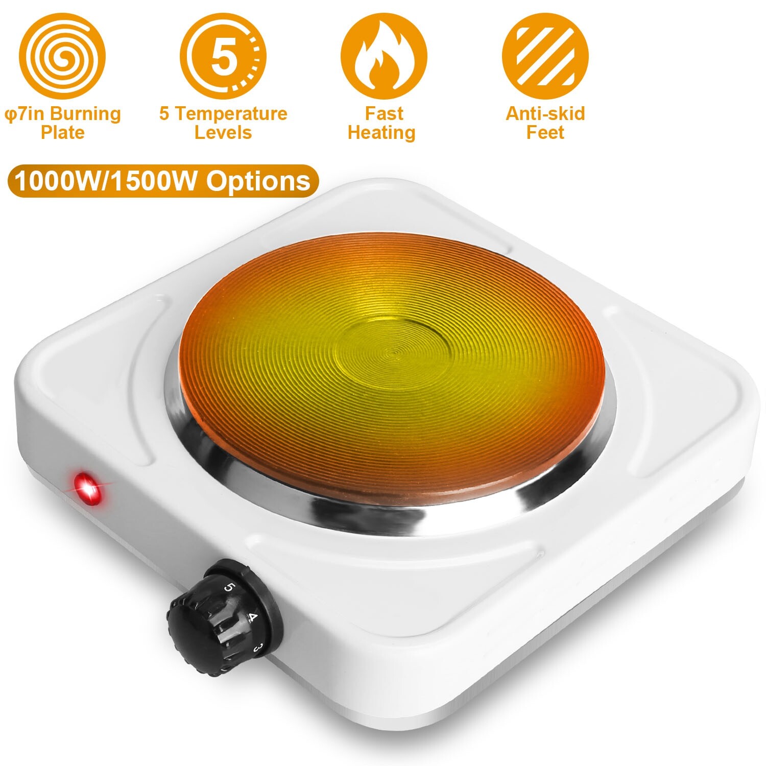 ♨️1500W Portable Single Electric Burner Hot Plate Camping Stove