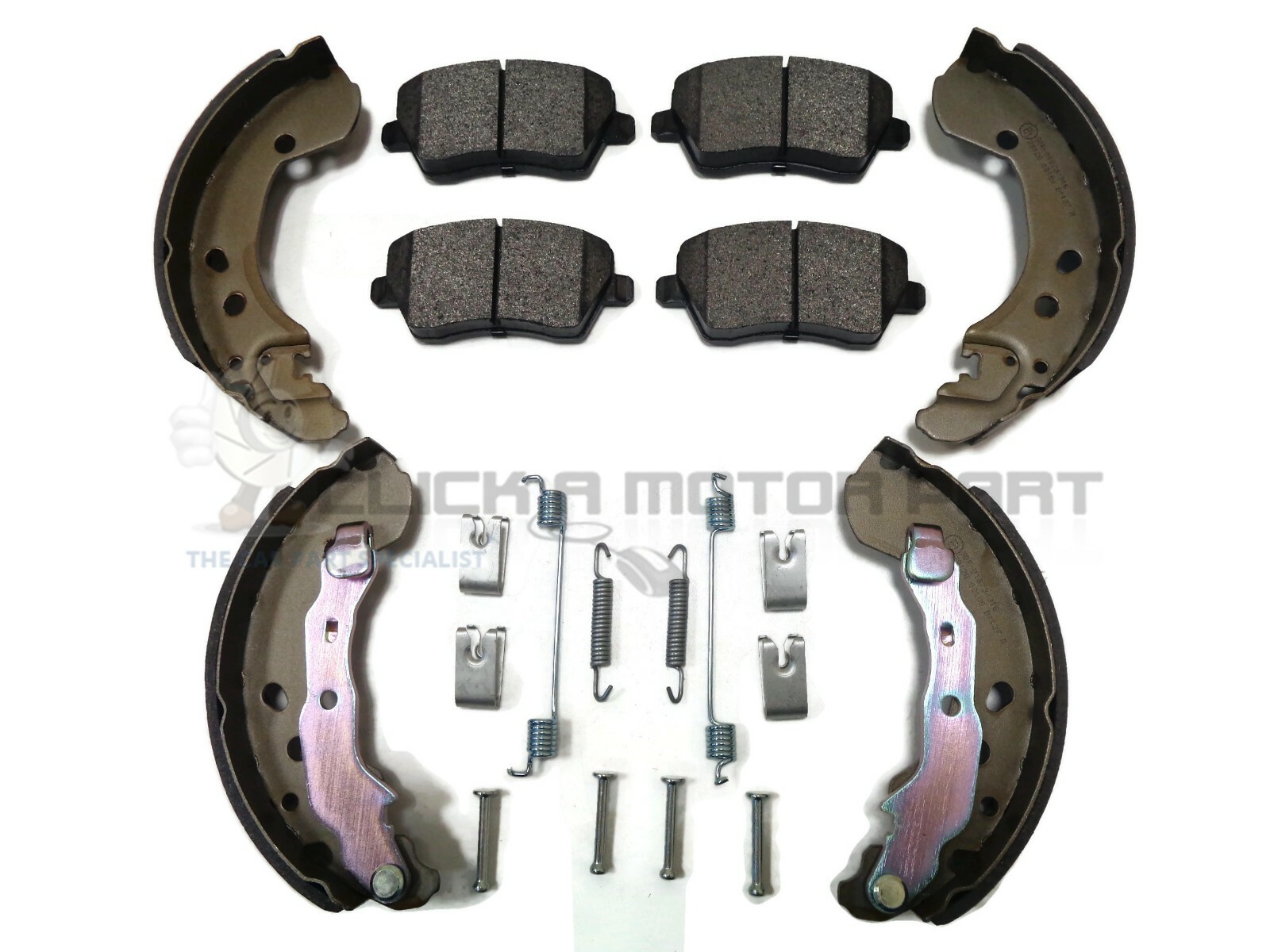 FRONT BRAKE PADS & REAR SHOES & FITTING KIT FOR NISSAN MICRA K12 2002
