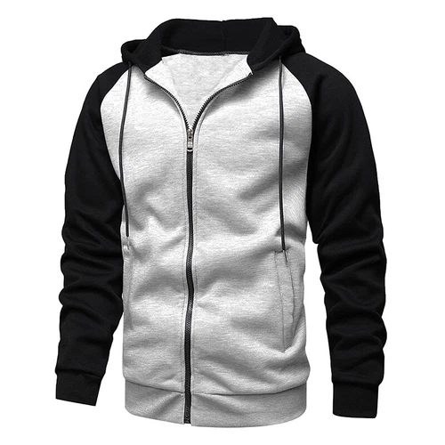 Herren Reißverschluss Hoodie Herbst Winter Sweatshirt Colorblock warme Jacke schwer - Bild 9 von 39