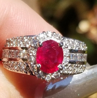 Gorgeous Vintage Natural Red Ruby & Diamond Platinum ring | eBay