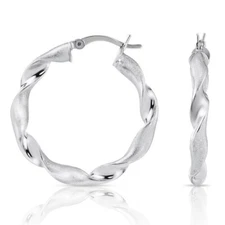 Solid 925 Sterling Silver Twisted Round Chunky Creole Hoop Earrings Large Sizes