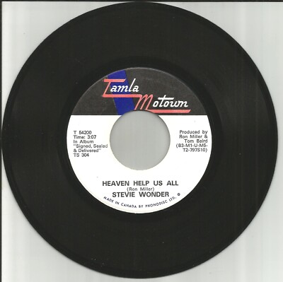 STEVIE WONDER Heaven Help us / Gotta Song TAMLA MOTOWN 7 INCH Vinyl 45 MINT 