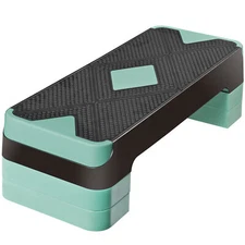 26.5" Aerobic Exercise Step Platform w/4 Risers Home & Gym Workout Stepper Green