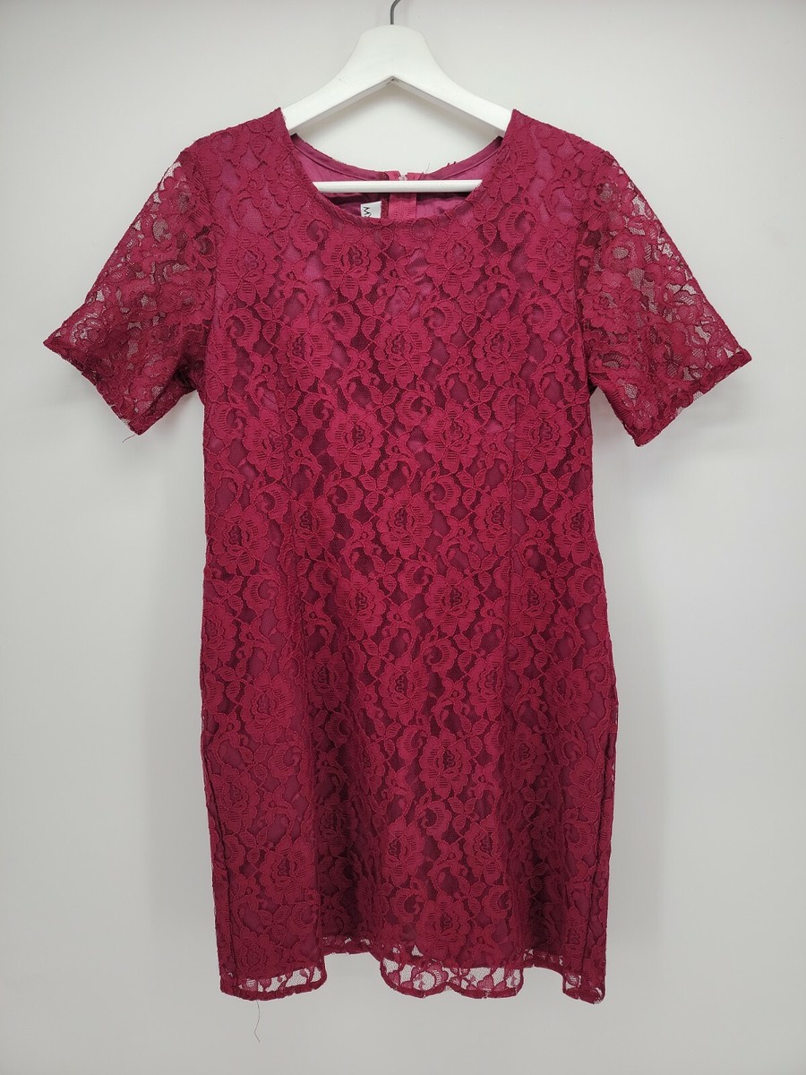 My Michelle Red Lace Dress Floral Patterned Size 14