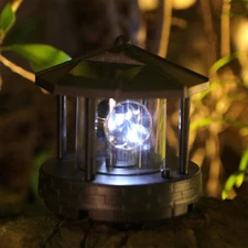 Solar Lighthouse LED Lawn Light Outdoor Yard Path Fence Beam Safety Night Lamp