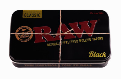 RAW Black Metal Tin Box, kleine metallene Aufbewahrungs-Box
