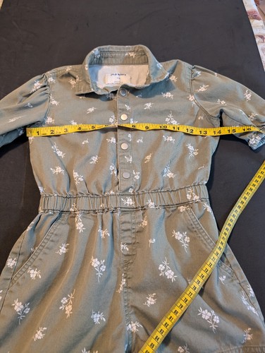 Old Navy Green Floral Romper Girls 8 Shorts Pockets 100% Cotton Summer - Picture 7 of 9