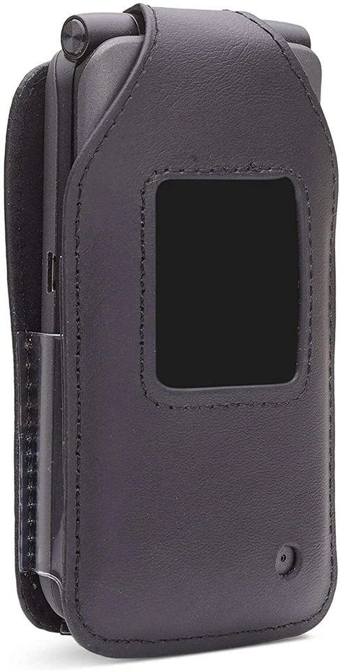 Fitted Leather Case with Belt Clip for Kazuna / Freetel Verizon eTalk Flip Phone - Image 2 of 4