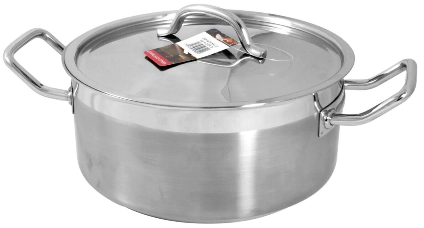 Large Pan Pot Cooking Boiling Induction Casserole Heavy Duty with Lid 28cm 7.3Lt