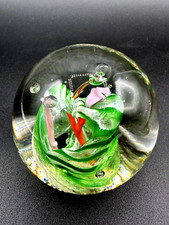1990s ARTIST SIGNED DALE L. HEABERGER ART GLASS PAPERWEIGHT 20 oz mint