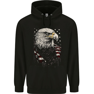 Adler mit USA Flagge Herren 80% Baumwolle Hoodie