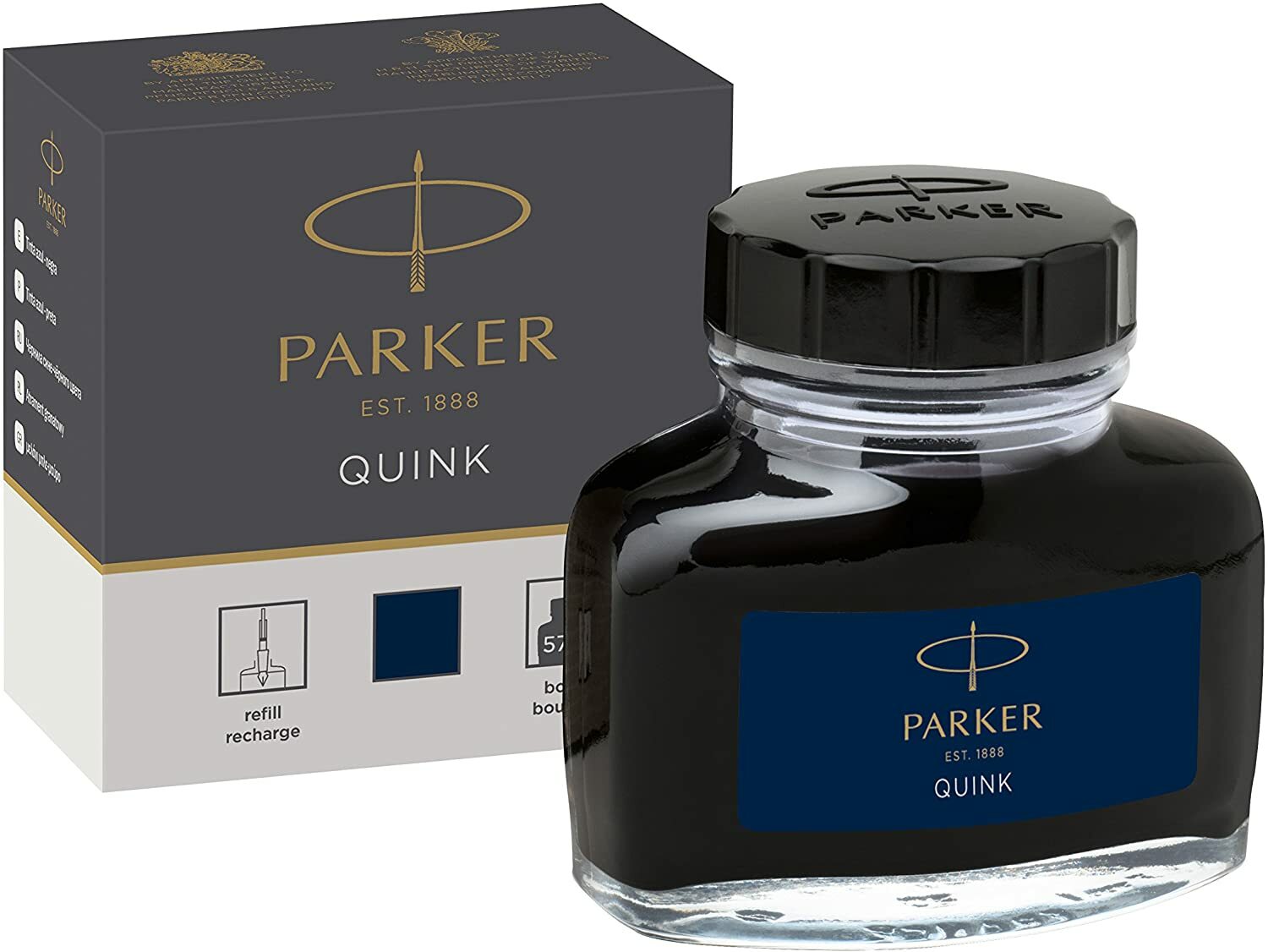 1950378 Parker Super Quink Permanent Ink Refill, 57ml Bottle, Blue-Black