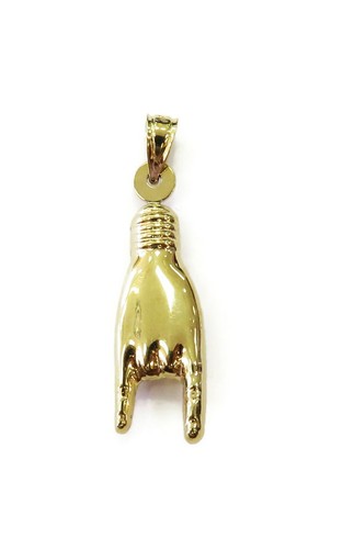 10K Yellow Gold Italian Good Luck Mano 