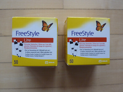 2 X 50 = 100 Free Style Lite Blutzucker Teststreifen von Abbott MHD 2025/10
