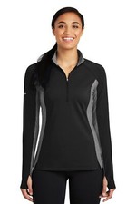 Sport Tek Womens Long Sleeve Sport Wick Stretch Contrast 1/2 Zip Pullover LST854