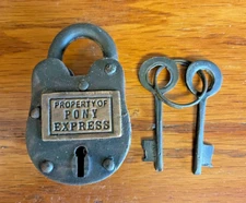Small Padlock Pony Express Tag Antique Rustic Finish Steel Lock w/ 2 Keys New