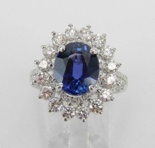 2 Ct Oval Cut Lab Created Blue Sapphire Halo Cocktail Ring 14K White Gold Plated