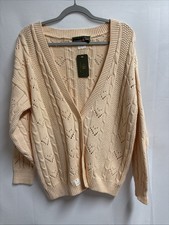 Vintage Outback Red Chunky Cable Cardigan Sweater Peach Size Medium NWT 