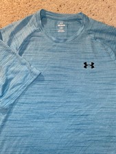 Under Armour Mens Medium Loose Fit Athletic Tee Blue Beach Lightweight Shirt