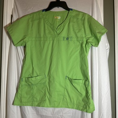 Wonder Winks Flex Women's Green Scrub Top Size M Shirt Medical Uniform Nursing
