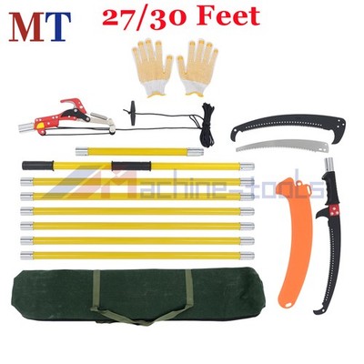 27/30 Feet Manual Pole Saw Extendable Tree Pruner Blade and Scissors Set Garden