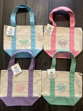 BRAND NEW Trader Joe’s Spring Mini Pastel Canvas Tote Bag SET - 4 Colors