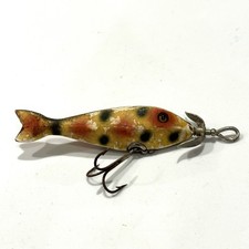 antique Vintage Heddon wood casting minnow fishing lure early L rigged