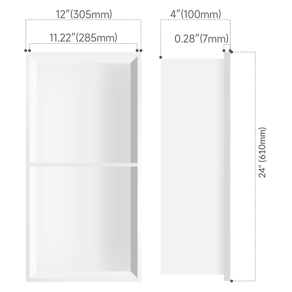 Azulejo de nicho de ducha de acero inoxidable de 24" X 12" listo, nicho para ducha Wa... Foto 2 de 4