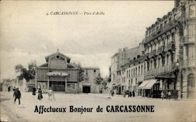 Ak Carcassonne-Aude, Place de Avilla - 4533831
