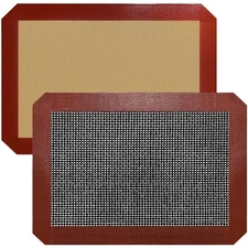 Silicone Baking Mats Set of 2 Half Perforated and Half Solid Non Stick Macaron