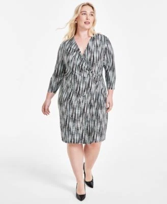 Kasper Plus Size Signature 34-Sleeve BlackSea 91308787366 1X RT $99.0