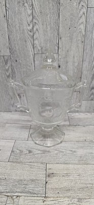 Jeannette Baltimore Pear Lidded Sugar Bowl Pedestal Clear Depression Glass