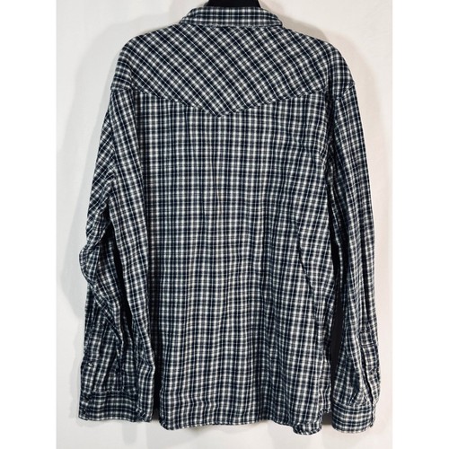 Cody James Mens 2XL Western Plaid Long Sleeve Snap Button Shirt Navy White - Picture 9 of 14
