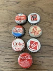 7 Antique Vintage Soda Pop Bottle Caps Corks Intact Dr Pepper RC 7Up Pepsi Coke