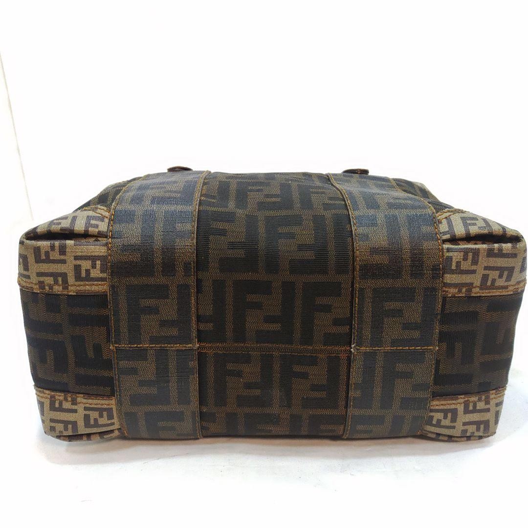 FENDI Mini Boston Bag Hand Bag Tote Purse FF Zucca PVC Canvas Khaki Authentic thumbnail 6