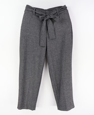 A New Day Pants Womens Sz 6 Gray Heathered Belted Stretch Mid Rise Straight Leg