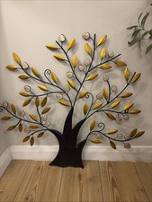 Large 70cm Tree of Life Wall Art Decor Metal Family Tree Sculpture Black Gold