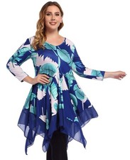 AMZ PLUS Women's Plus Size Wrap A Line V-Neck Stretchy Casual Dress