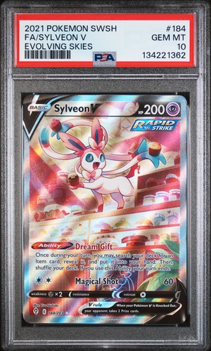 2021 POKEMON SWORD & SHIELD EVOLVING SKIES #184 FULL ART/SYLVEON V PSA 10