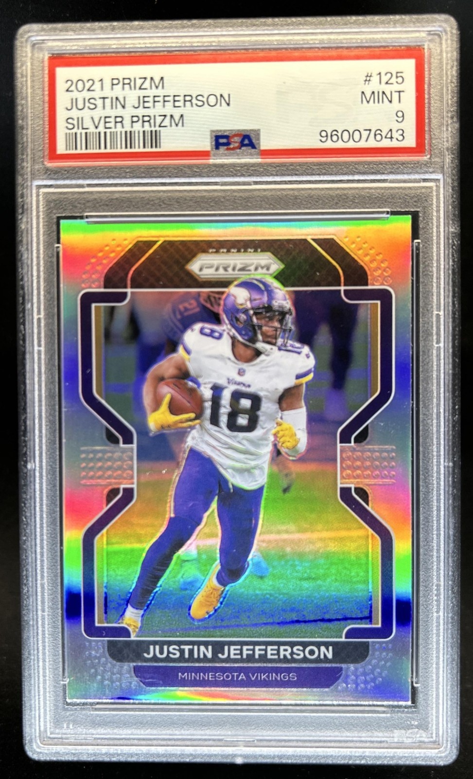 2021 Panini Prizm Justin Jefferson Silver #125 Vikings PSA 9 view 1