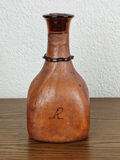 Vintage Leather Wine Bottle - bottiglia in vetro con rivestimento in pelle e tappo in sughero