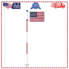 6 ft Golf Flagstick with Double Sided USA Putting Green Pin Flag 1 Pack